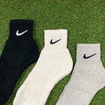 Vintage Nike Socks 3 Pack Grey Blue Black UK12-8