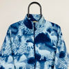 Retro Deer Fleece Sweatshirt Blue Small