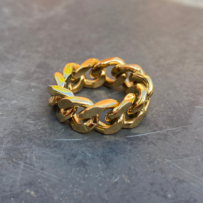 Stainless Steel Chain Link Ring Gold