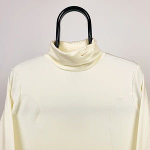 Vintage Nike Mock Neck Sweatshirt Cream Brown XS