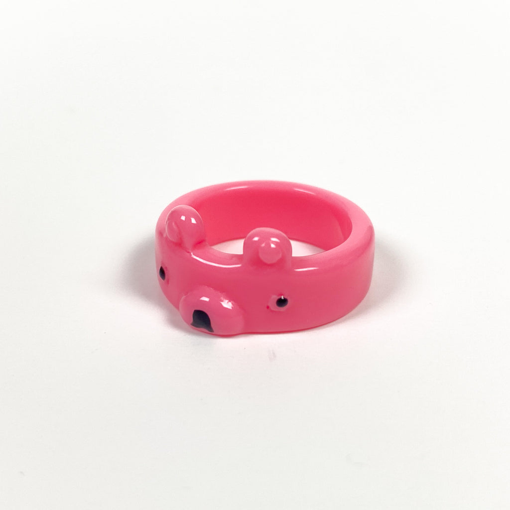 Retro Chunky Bear Ring Pink