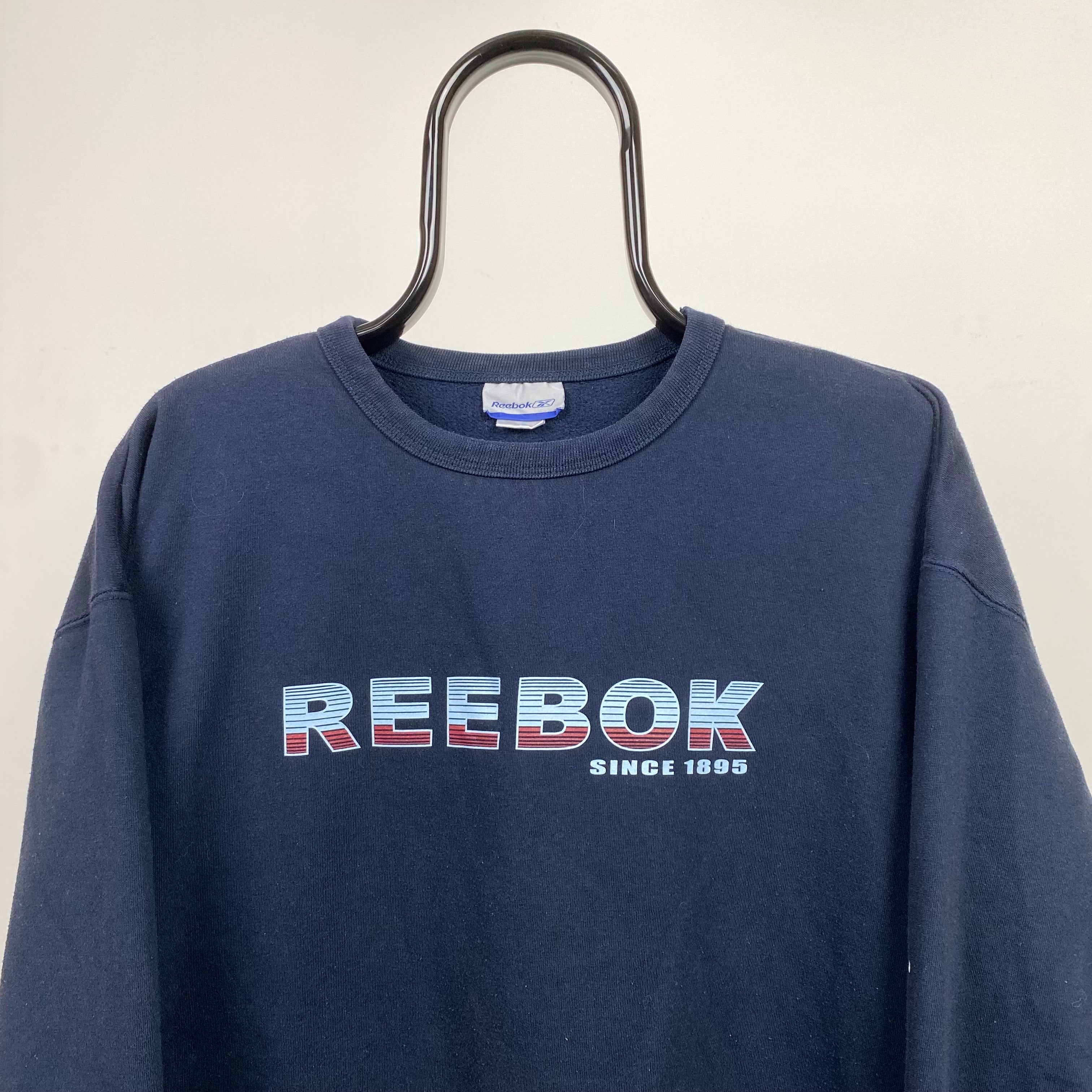 Vintage 90s Polyester Blue Reebok Women's Velour Sweatshirt - X-Large –  Domno Vintage