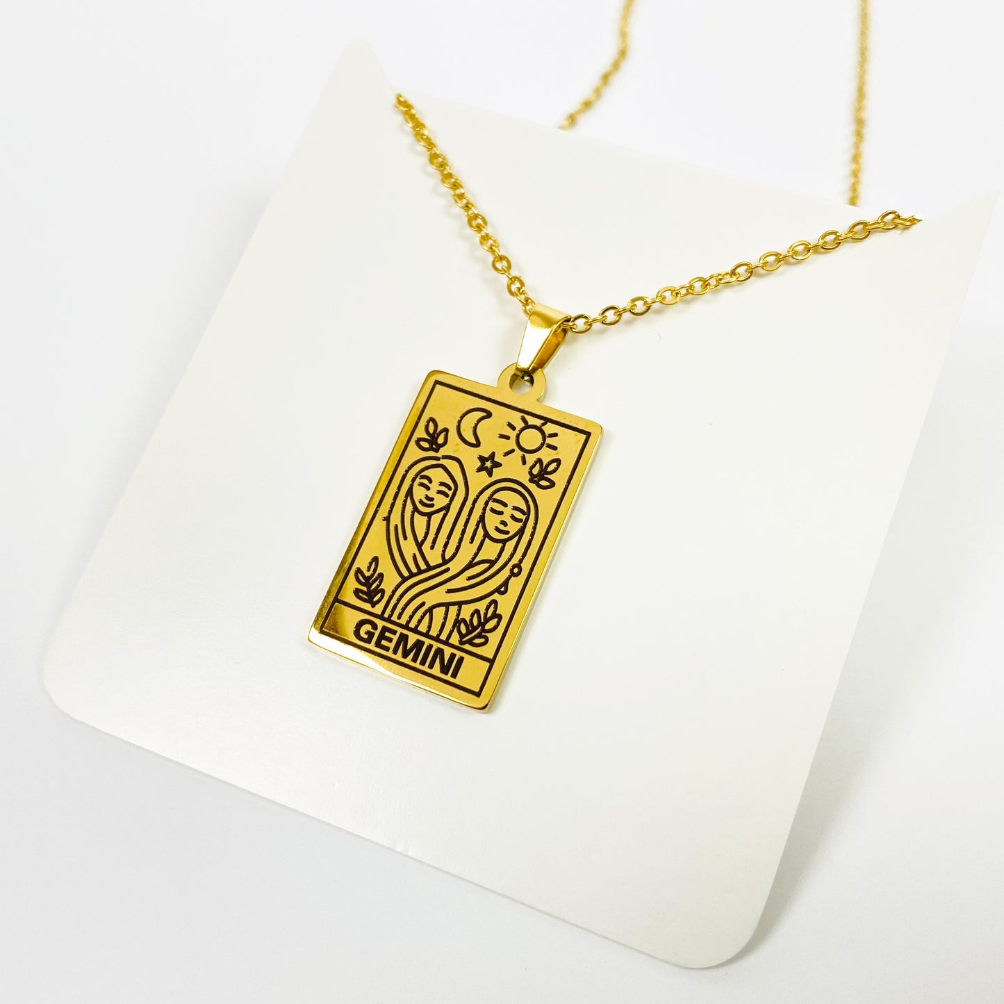 Gemini Zodiac Star Sign Necklace Chain Gold