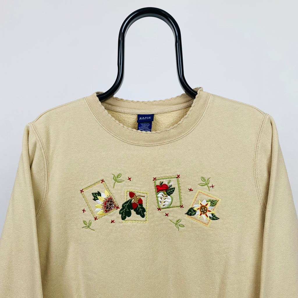 Retro 90’s Flower Sweatshirt Brown Small